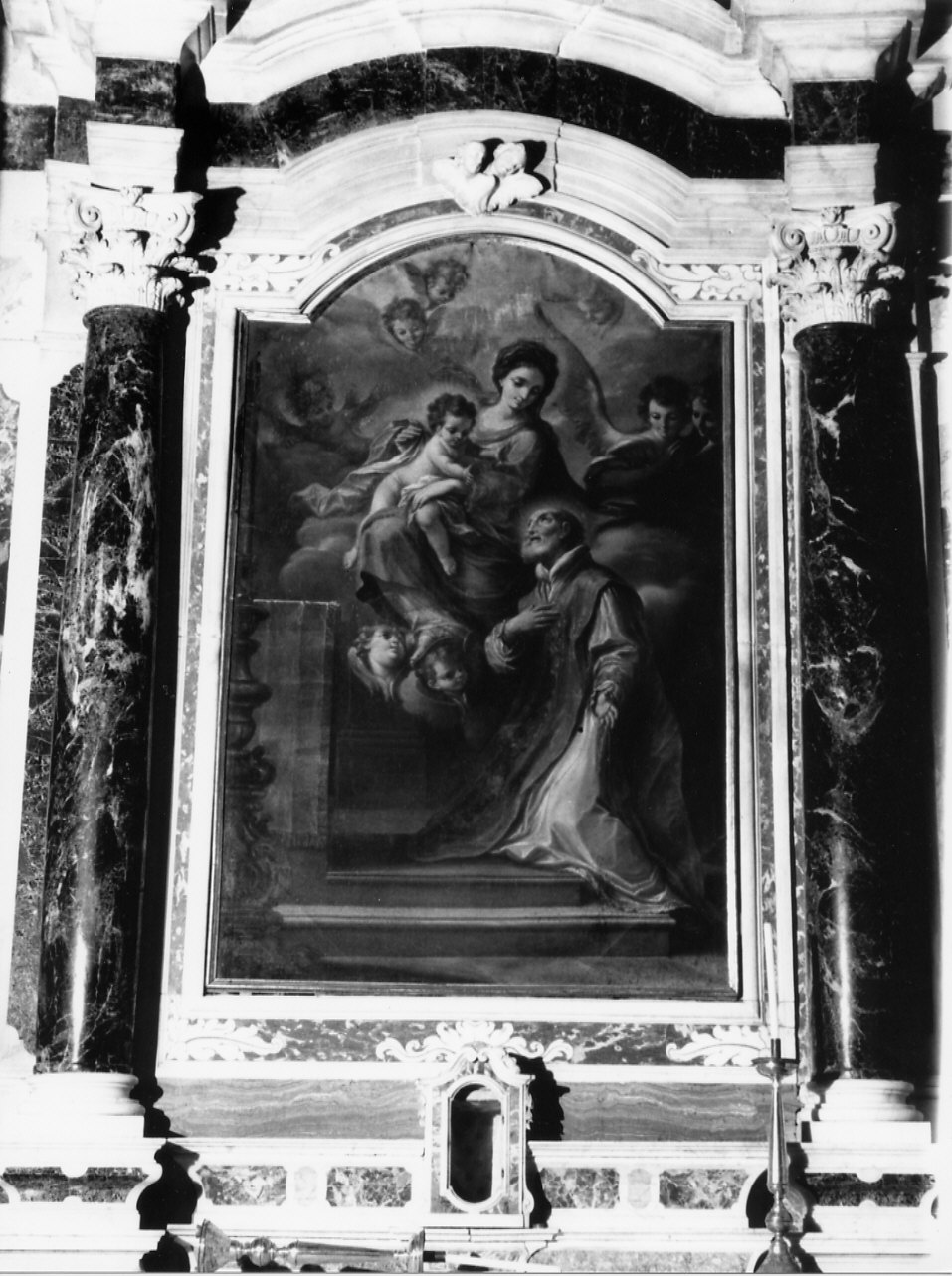 San Filippo Neri ha la visione della Madonna con Bambino (pala d'altare, opera isolata) di Ratti Giovanni Agostino (metà sec. XVIII)