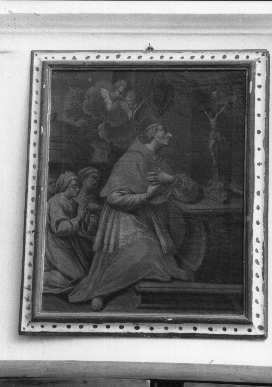 San Carlo Borromeo in adorazione della croce (dipinto, opera isolata) - ambito ligure (seconda metà sec. XIX)