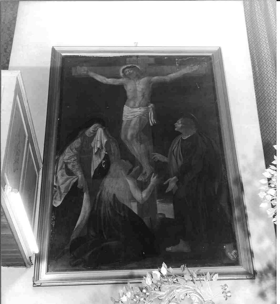 crocifissione di Cristo con la Madonna, San Giovanni Evangelista e Santa Maria Maddalena (dipinto, opera isolata) - ambito italiano (fine/inizio secc. XVI/ XVII)