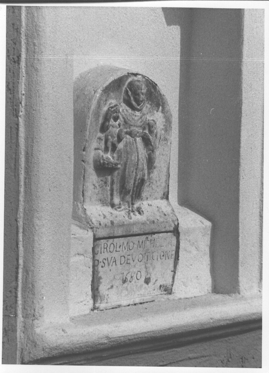 Sant'Antonio da Padova con il bambino (edicola, opera isolata) - bottega tosco-ligure (sec. XVII)