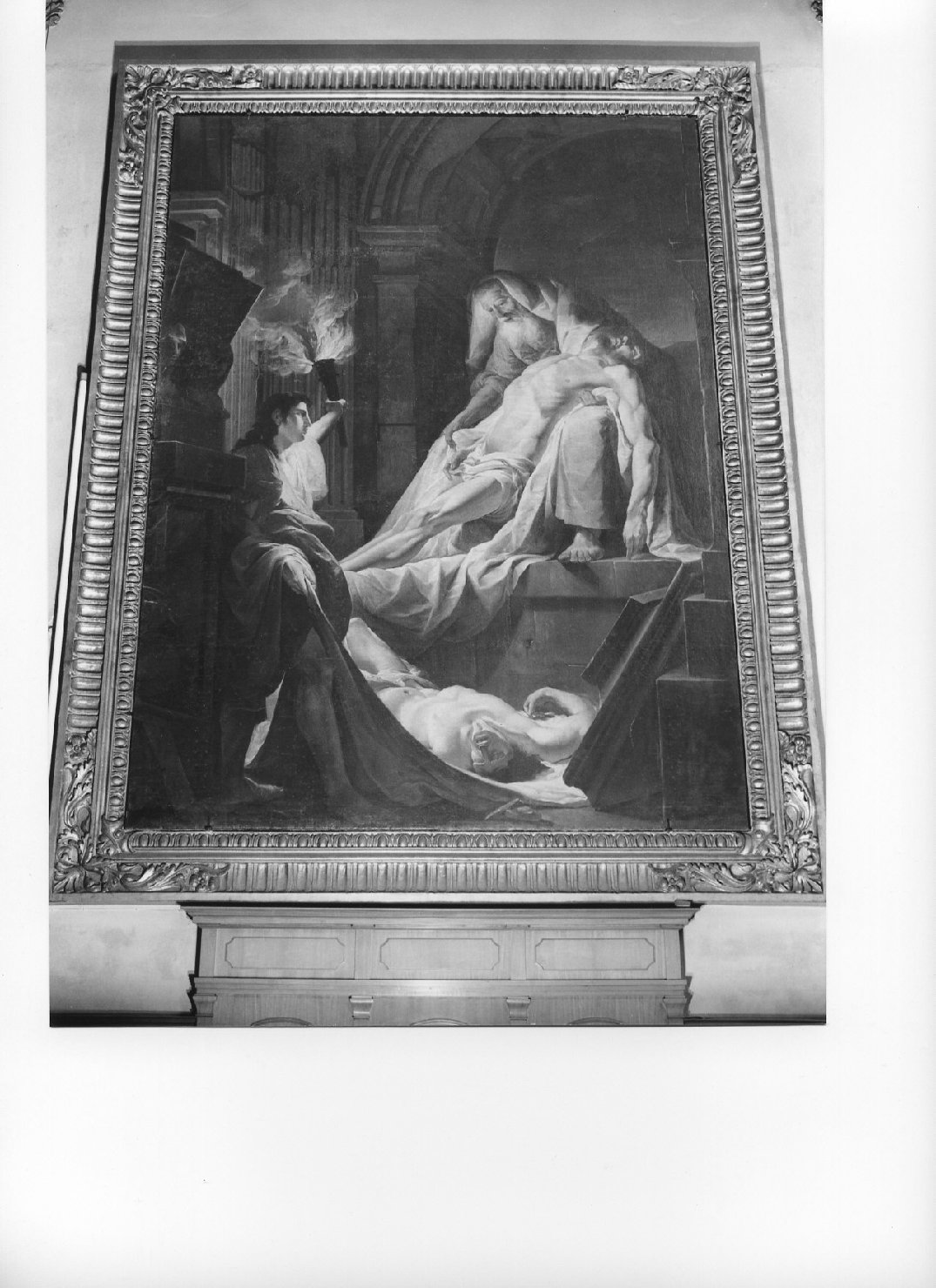 Tobia e Tobi seppelliscono un cadavere (dipinto, opera isolata) di Baratta Carlo Alberto (attribuito) (secc. XVIII/ XIX)