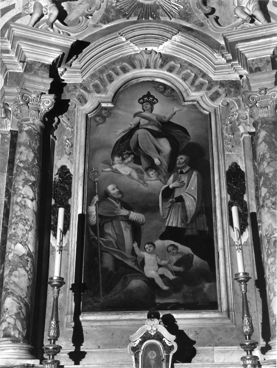 Madonna Assunta con Sant'Erasmo e San Vincenzo dè Paoli (pala d'altare, opera isolata) - ambito ligure (sec. XVIII)