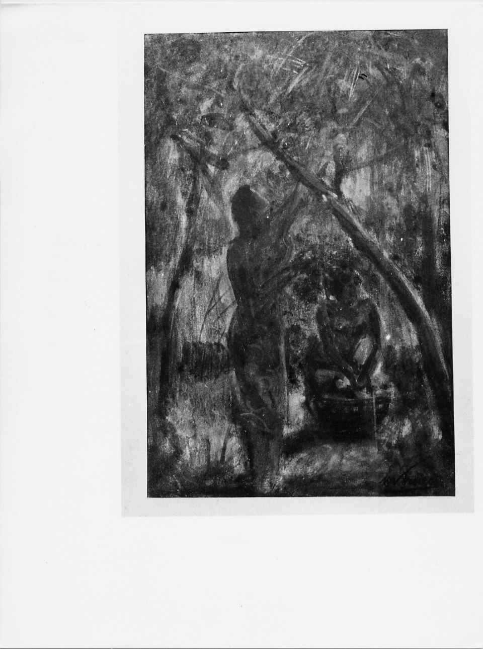 Raccolta, paesaggio con figure (dipinto, opera isolata) di Trucco Manlio (sec. XX)