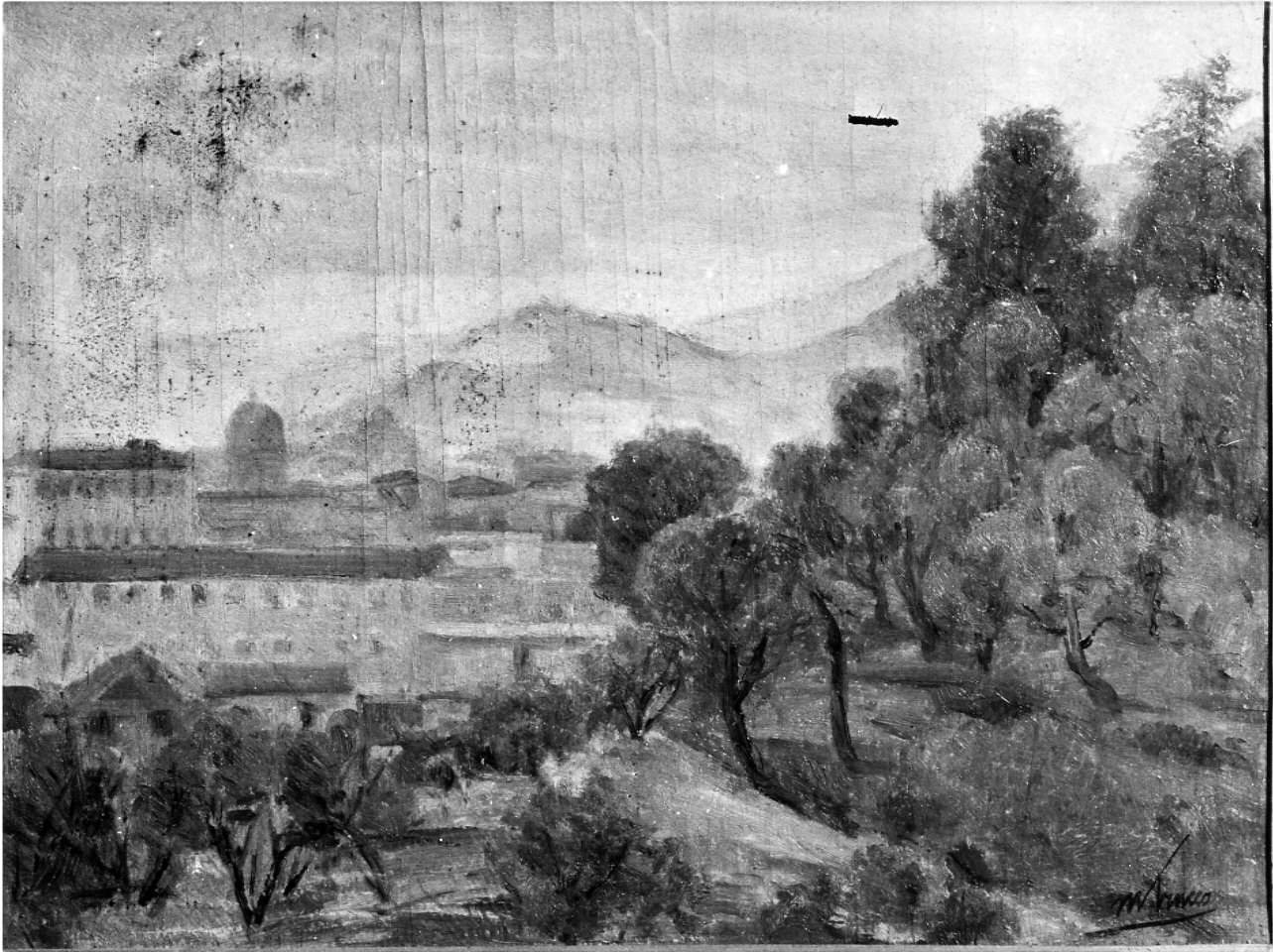 Olivi ad Albisola Capo, veduta di città (dipinto, opera isolata) di Trucco Manlio (sec. XX)