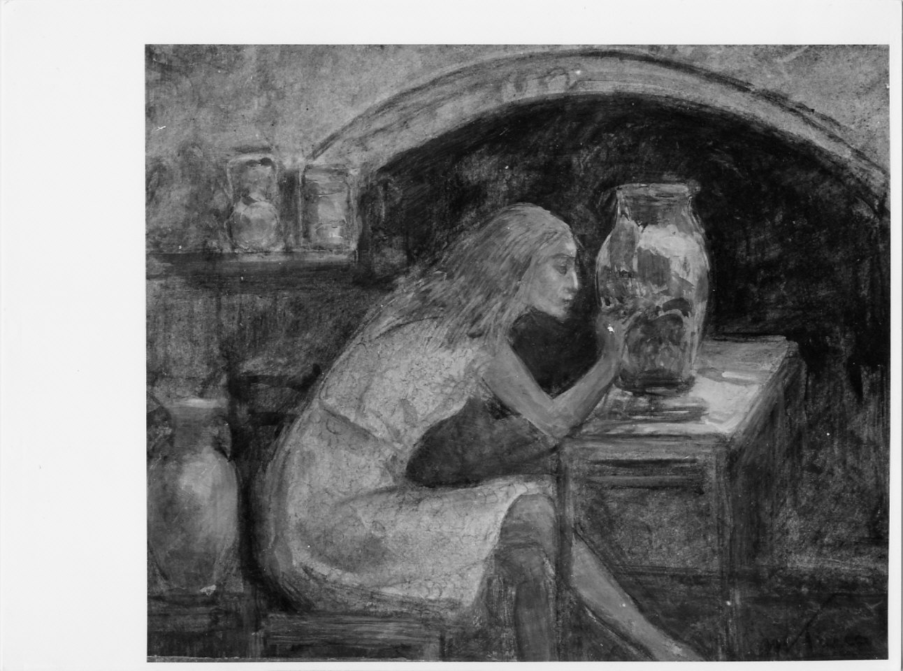 Ceramista, figura femminile (dipinto, opera isolata) di Trucco Manlio (sec. XX)