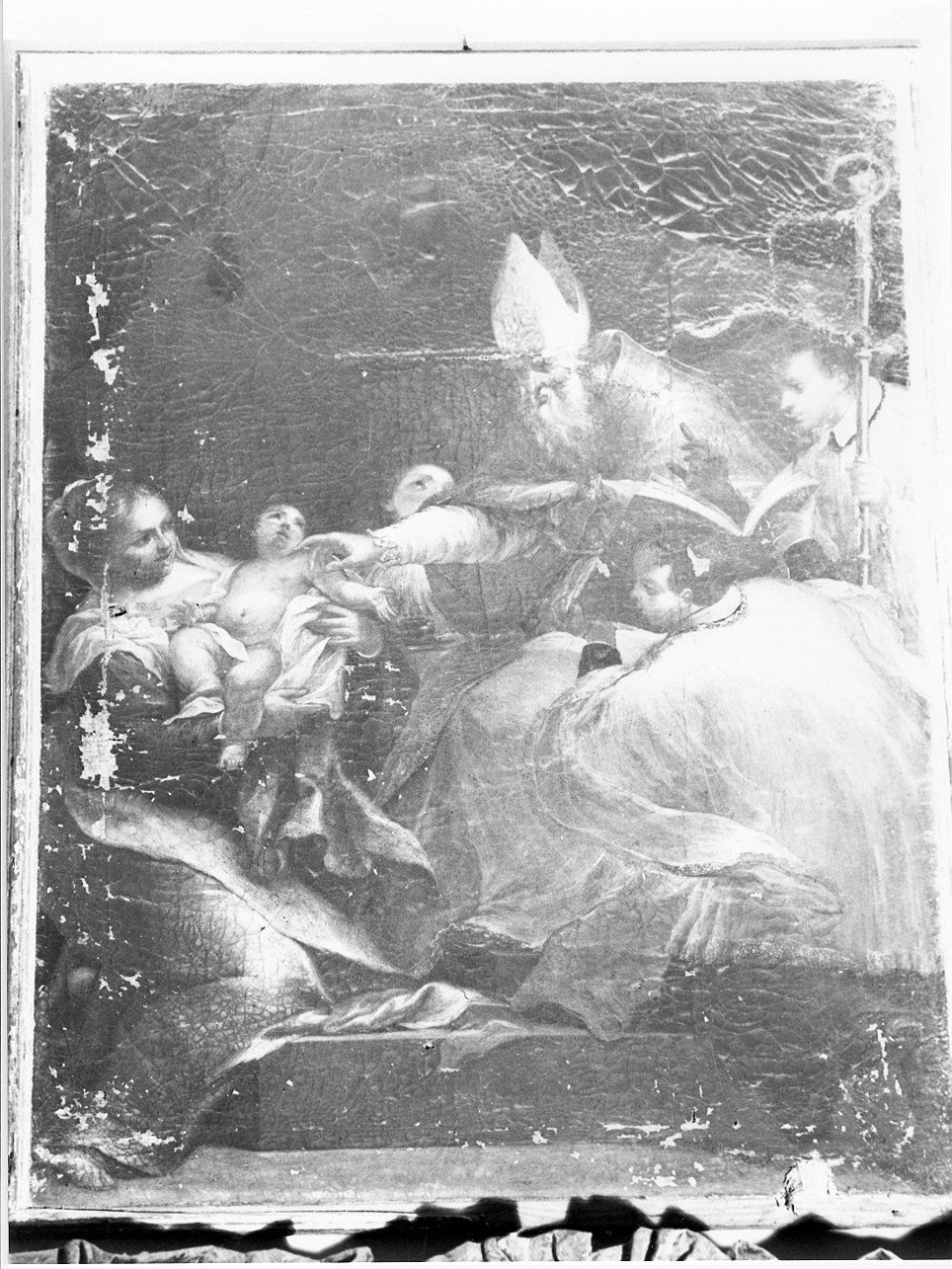 Sant'Agostino battezza un neonato (dipinto, opera isolata) - ambito ligure (prima metà sec. XVIII)