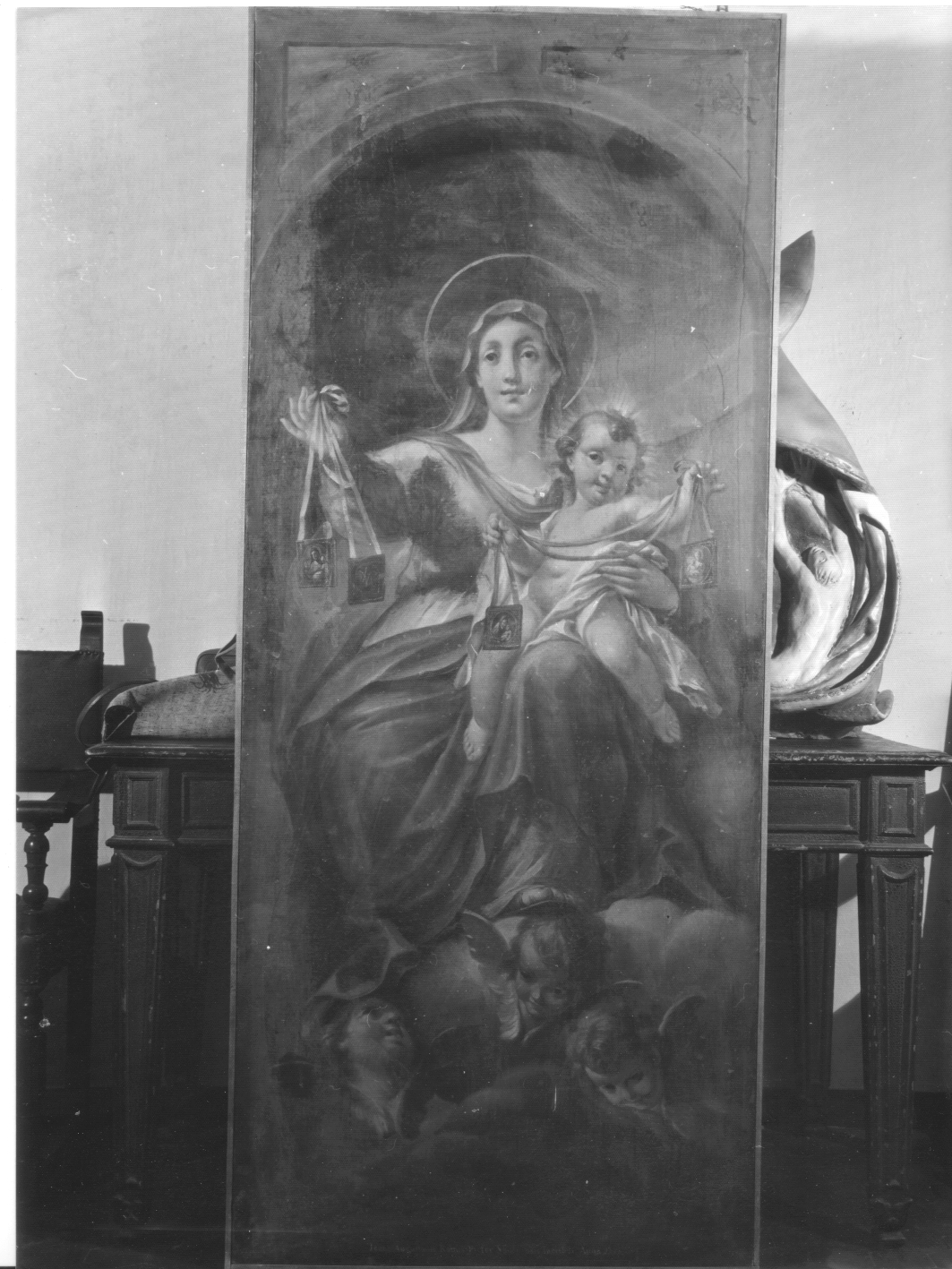Madonna del Carmelo con Gesù Bambino (dipinto, opera isolata) di Ratti Giovanni Agostino (sec. XVIII)