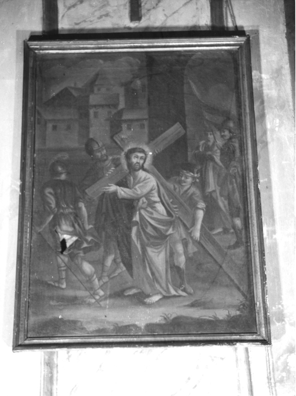 Stazione II: Gesù caricato della croce, stazioni della via crucis (Via Crucis, ciclo) - ambito italiano (metà sec. XIX)