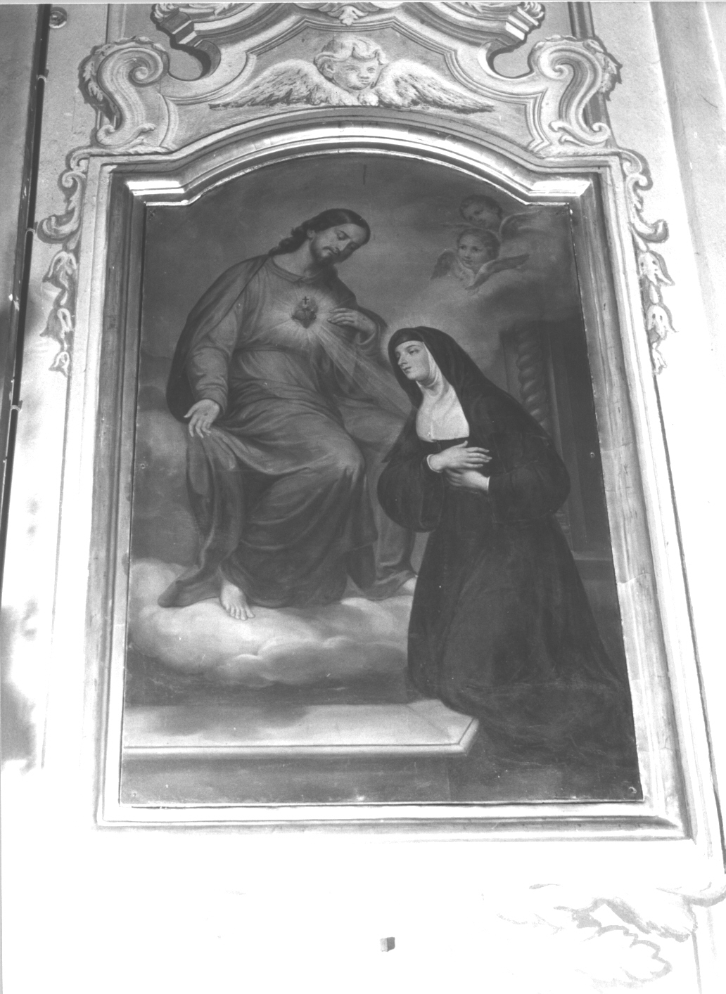 Santa Caterina da Siena ha la visione del Cuore di Gesù (dipinto, opera isolata) - ambito ligure (inizio sec. XX)