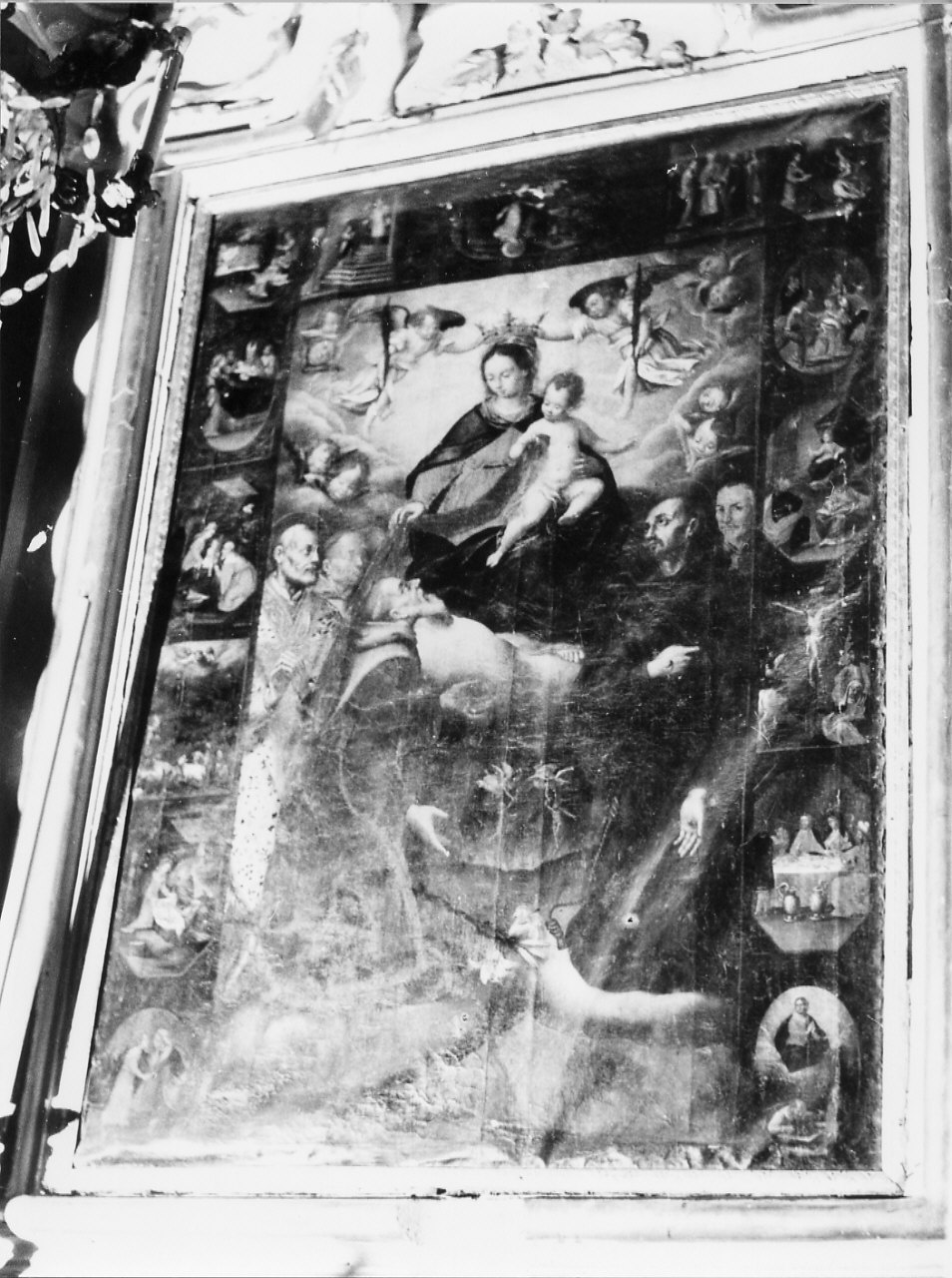 Madonna con Bambino e santi/ storie della vita di Maria Vergine e di Cristo (dipinto, opera isolata) - ambito ligure (secc. XVII/ XVIII)