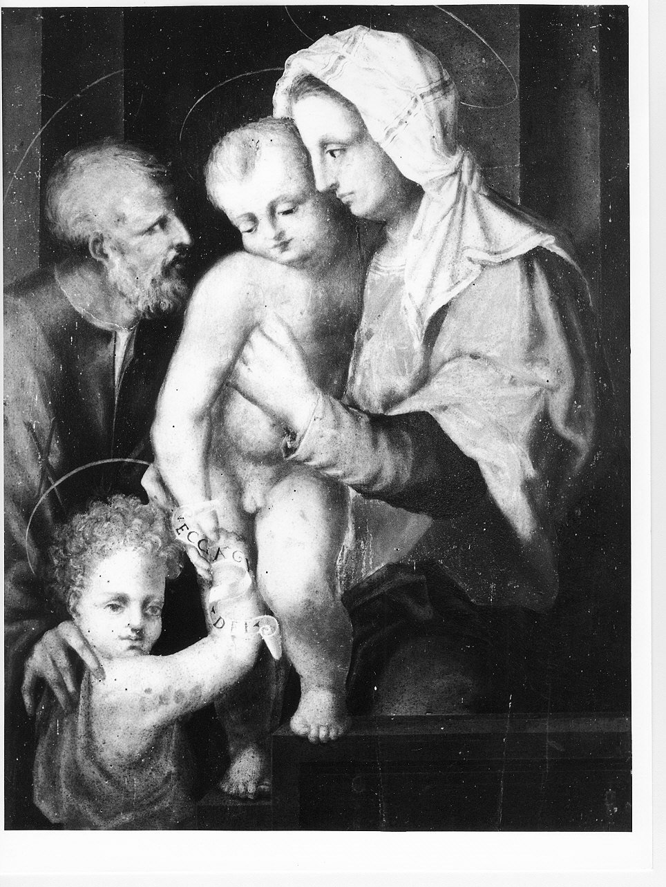 Sacra Famiglia con San Giovanni Battista bambino (dipinto, opera isolata) - ambito italiano (metà sec. XVI)