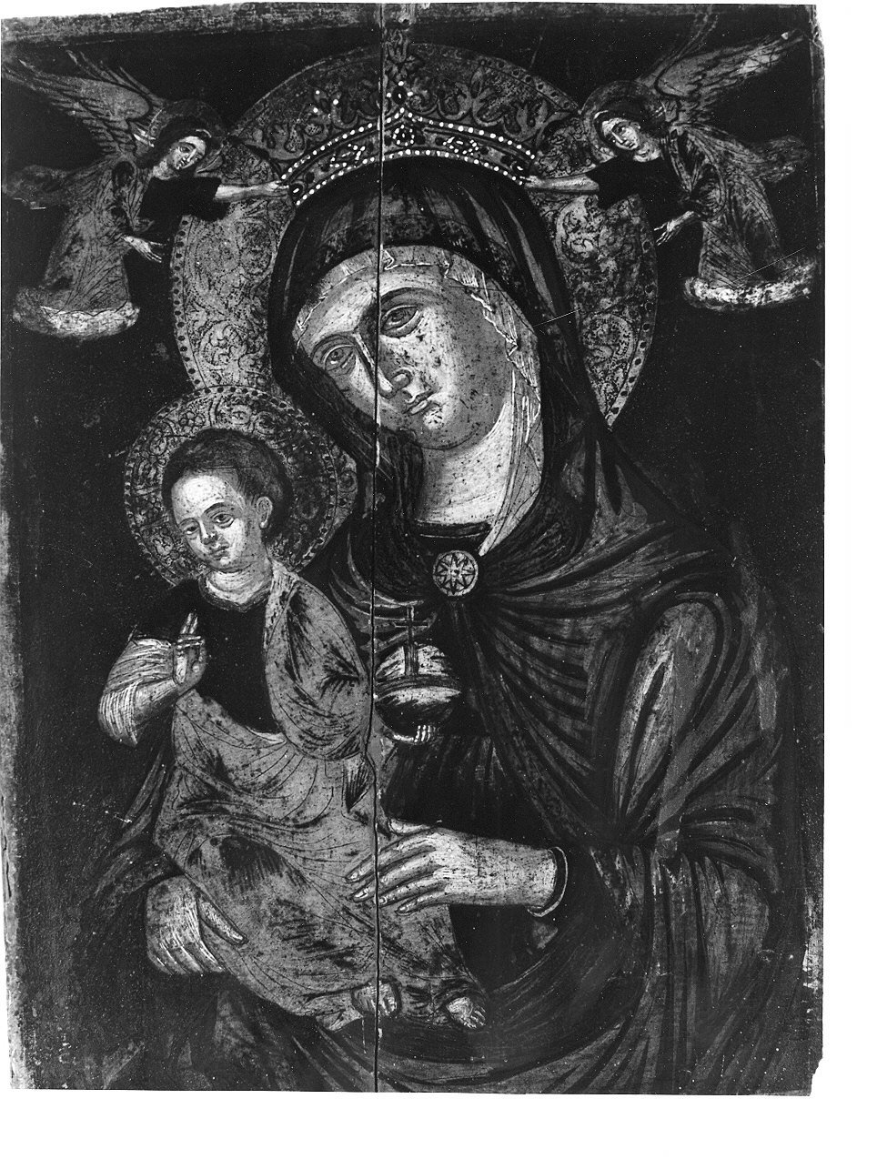 Madonna con Bambino e angeli reggicorona (dipinto, opera isolata) - ambito veneto (fine sec. XV)