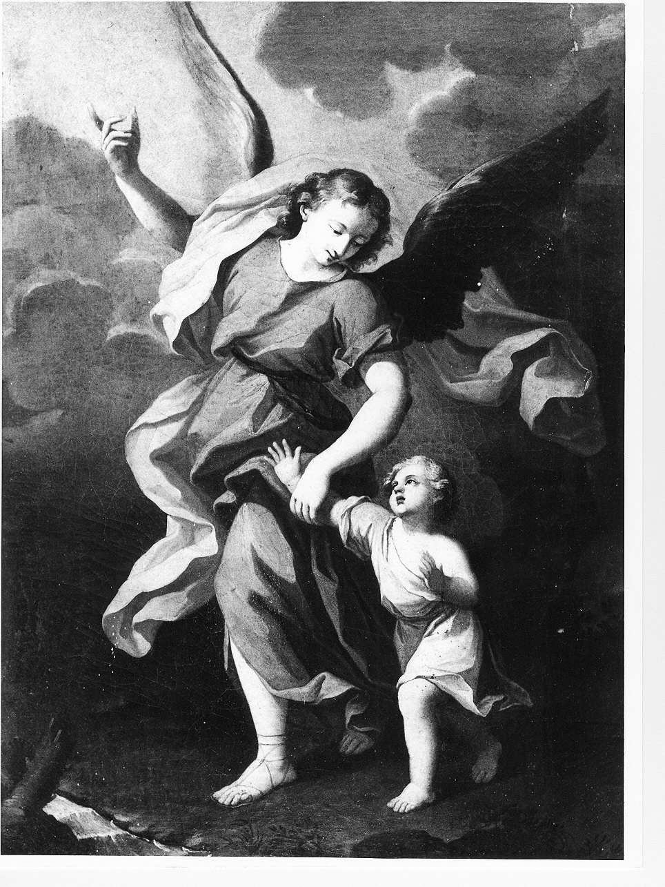 angelo custode (dipinto, opera isolata) - ambito genovese (fine/inizio secc. XVII/ XVIII)