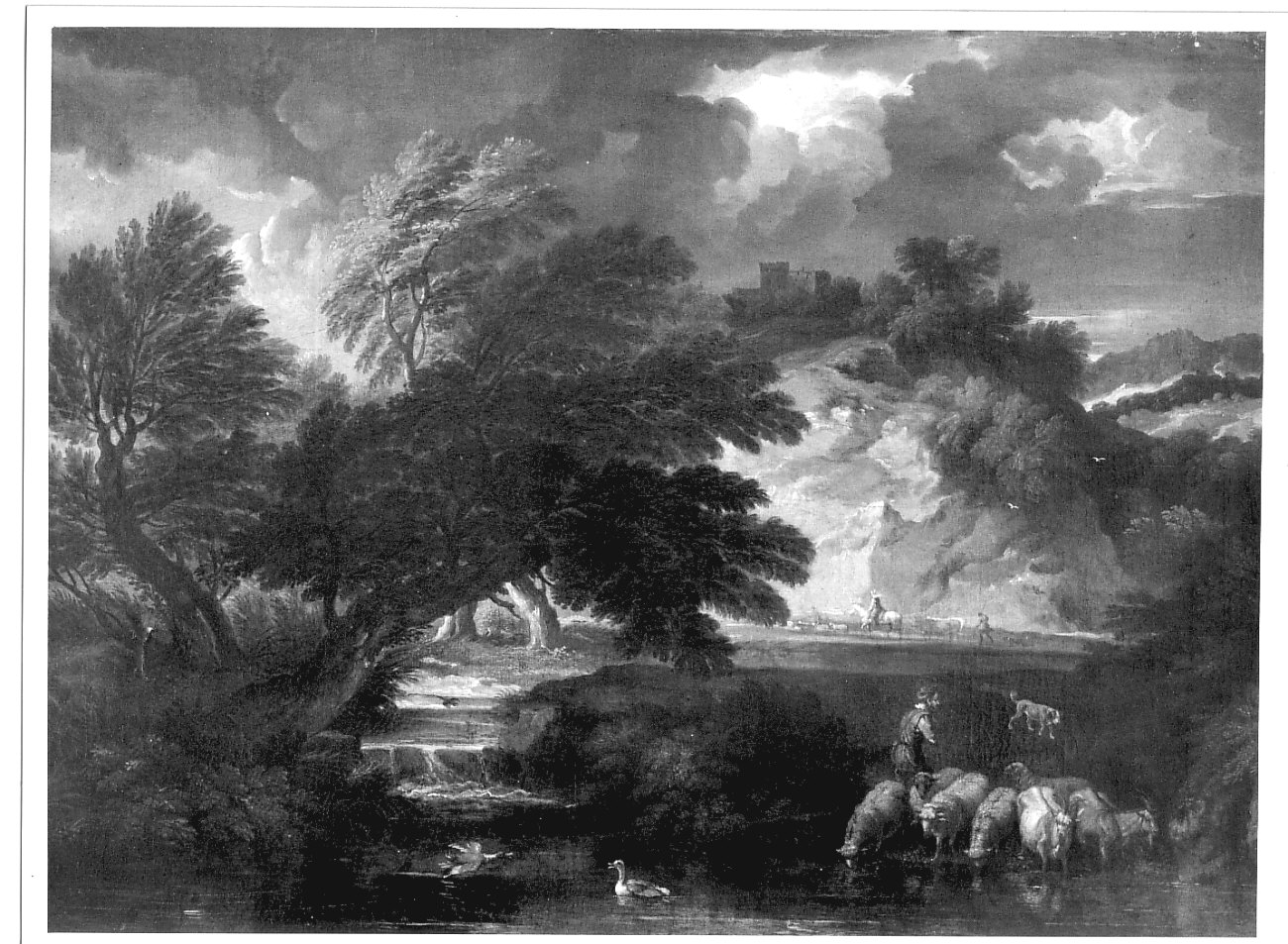 paesaggio fluviale con figure (dipinto, pendant) di Mulier Pieter il Giovane detto Cavalier Tempesta (attribuito) (seconda metà sec. XVII)