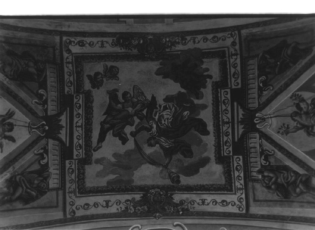 gloria di angeli entro quadrature architettoniche (decorazione pittorica, elemento d'insieme) di Carrega Maurizio (ultimo quarto sec. XVIII)