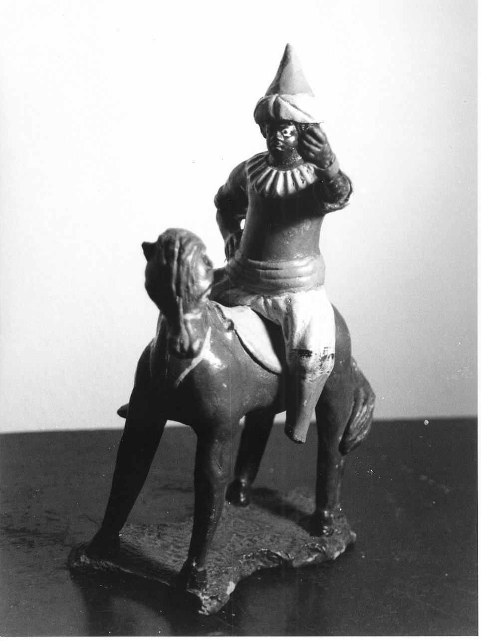 figura maschile a cavallo (statuetta di presepio, opera isolata) - PRODUZIONE LIGURE (secc. XIX/ XX)
