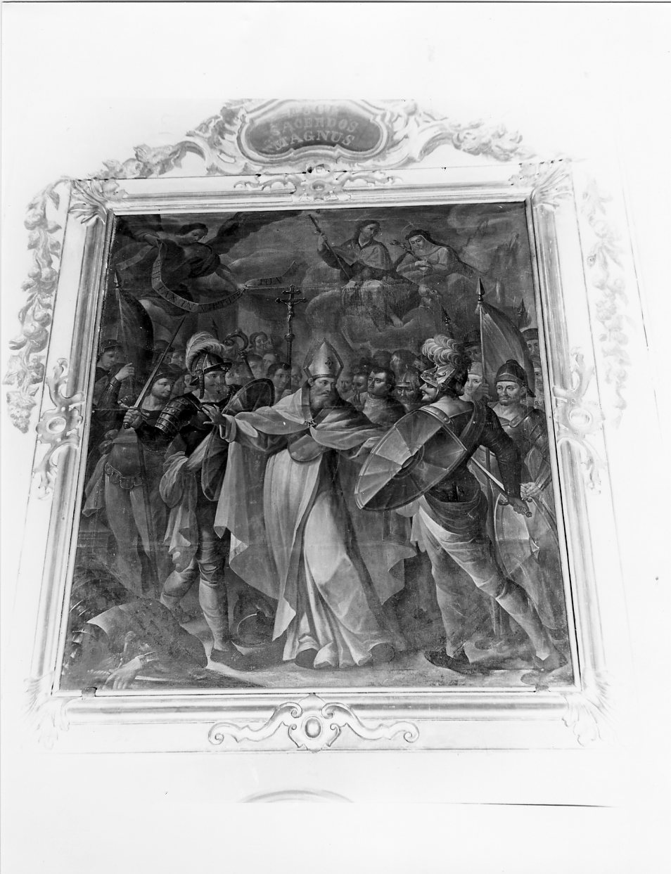 Jacopo da Varagine e le due fazioni genovesi (dipinto, opera isolata) - manifattura ligure (seconda metà sec. XVII)