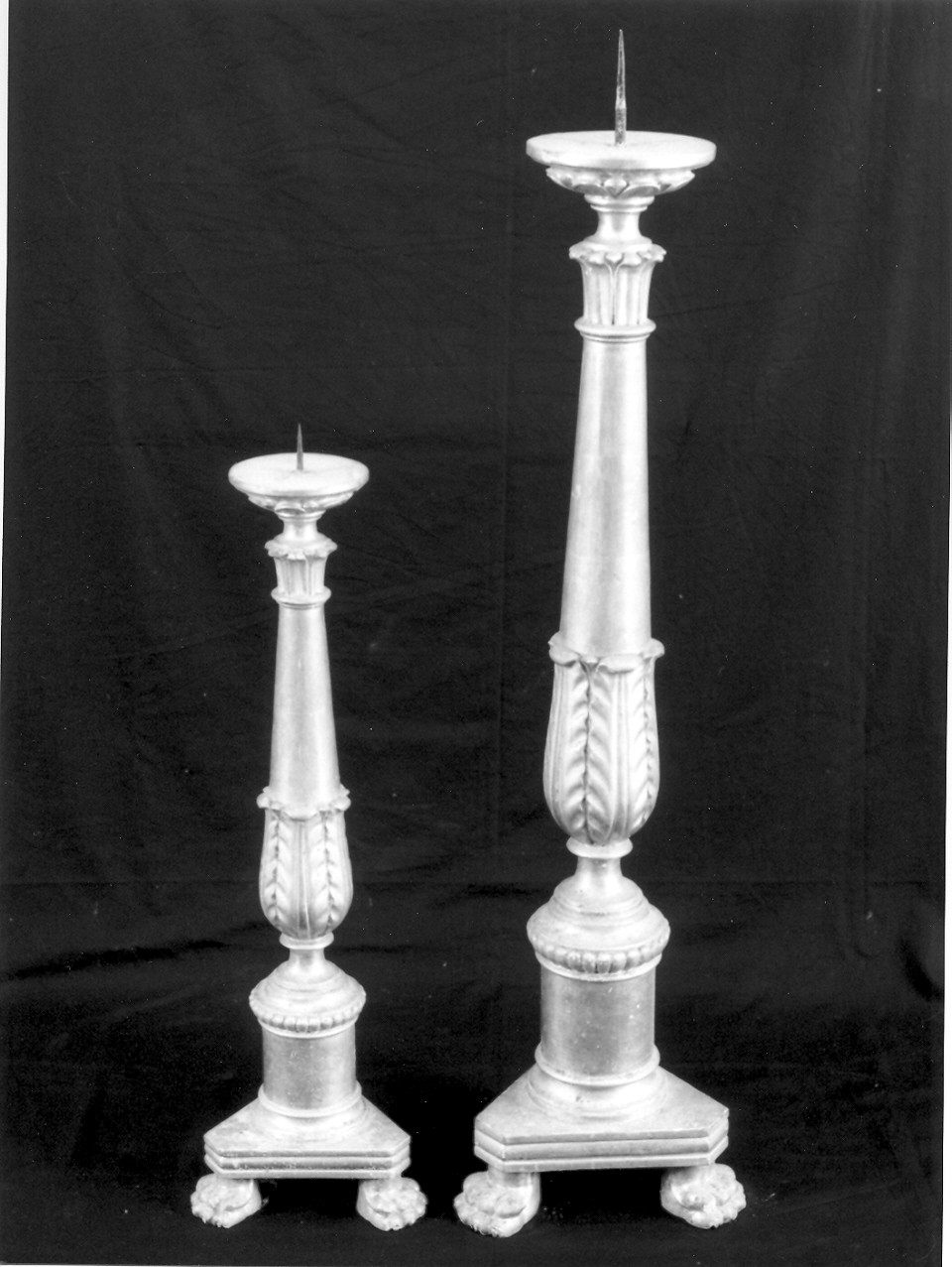 candeliere da chiesa, serie - bottega ligure (sec. XIX)