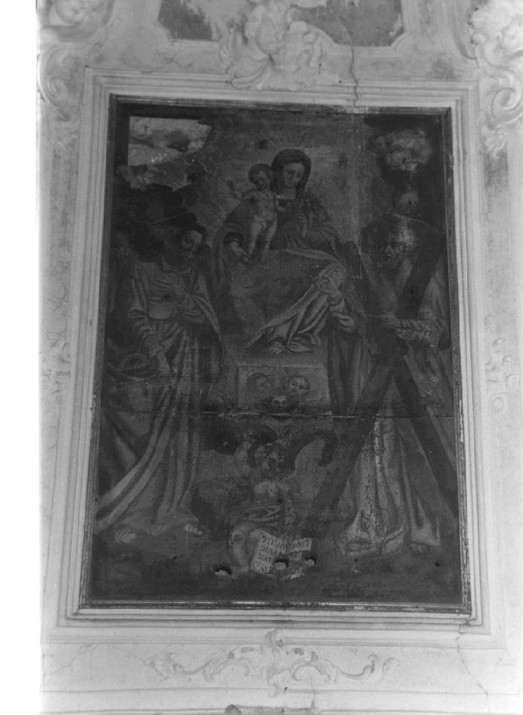 Madonna con Bambino tra San Bartolomeo e Sant'Andrea (dipinto, elemento d'insieme) di Niggi Bartolomeo (sec. XVII)