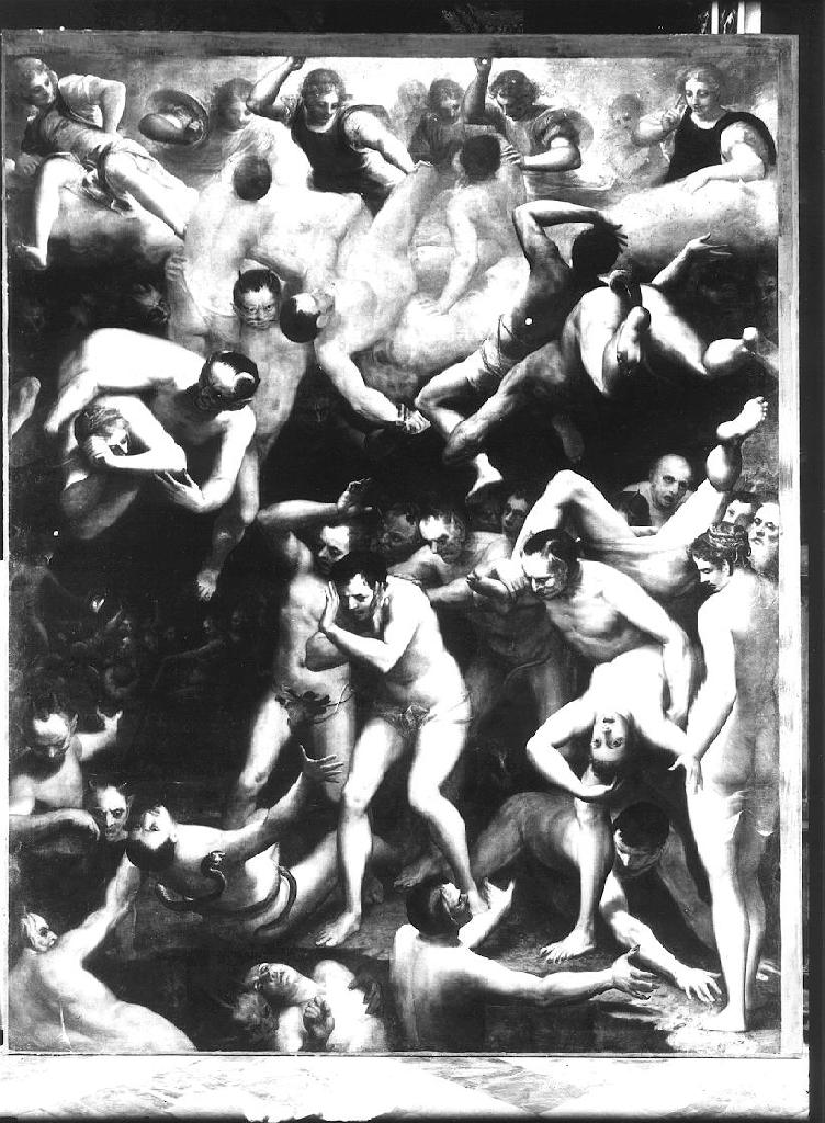 cacciata dei reprobi (dipinto, elemento d'insieme) di Cambiaso Luca detto Luchetto (terzo quarto sec. XVI)