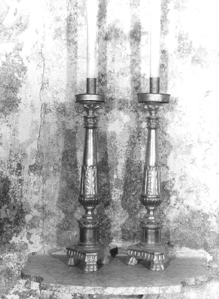 candeliere d'altare, coppia - bottega ligure (metà sec. XIX)