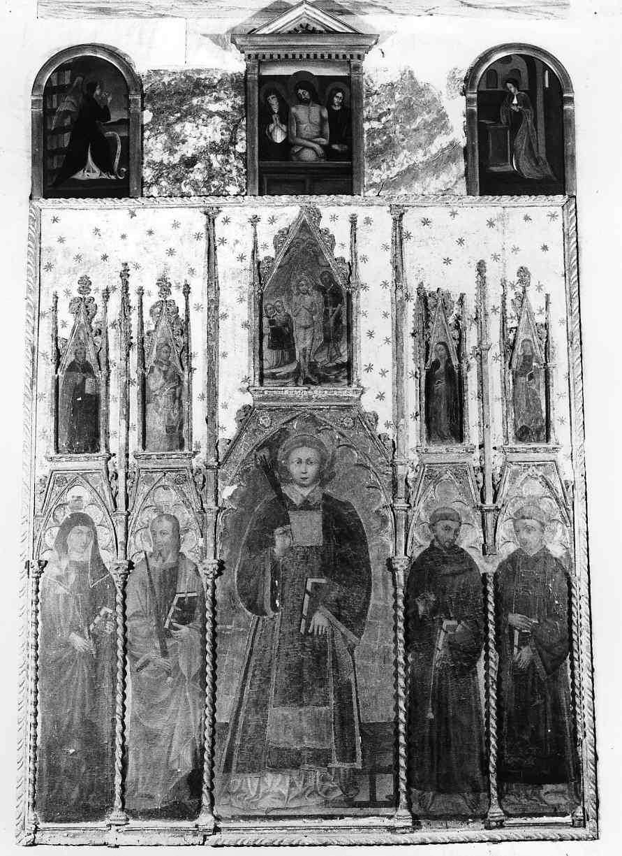 San Lorenzo e Santi (dipinto, elemento d'insieme) - ambito ligure (prima metà sec. XV)