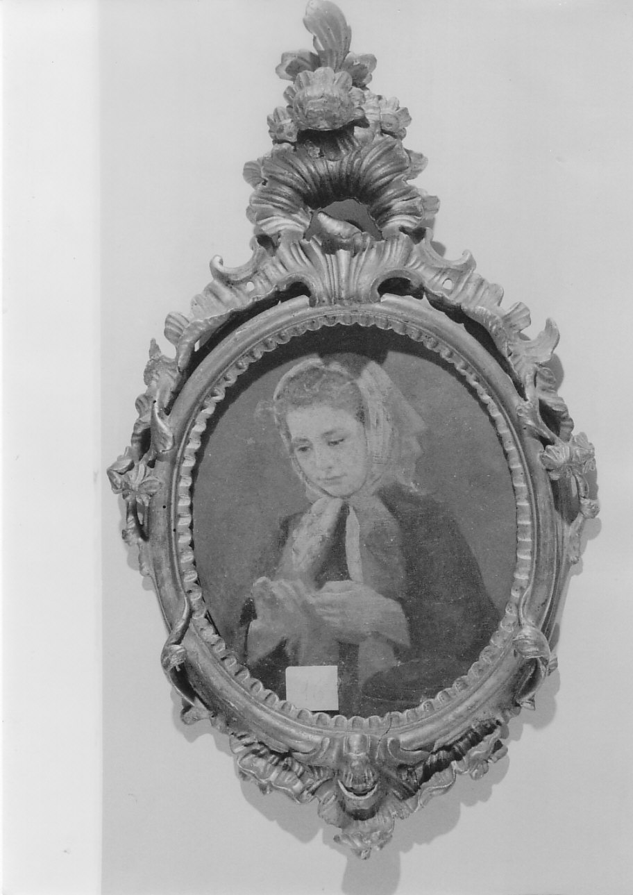 giovane donna che lavora a maglia (dipinto, opera isolata) - ambito piemontese (seconda metà sec. XIX)