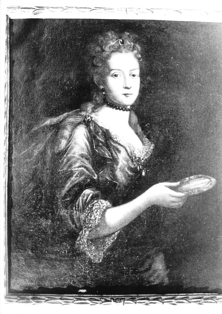 dama con specchio (dipinto, opera isolata) - ambito lombardo (sec. XVIII)