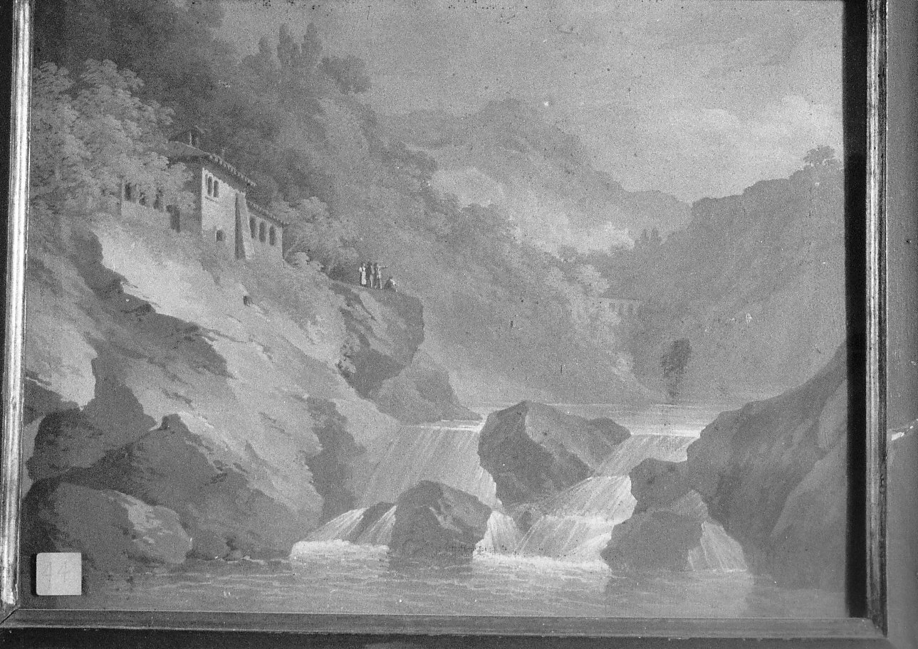 paesaggio con cascata (dipinto, opera isolata) - ambito piemontese (prima metà sec. XIX)