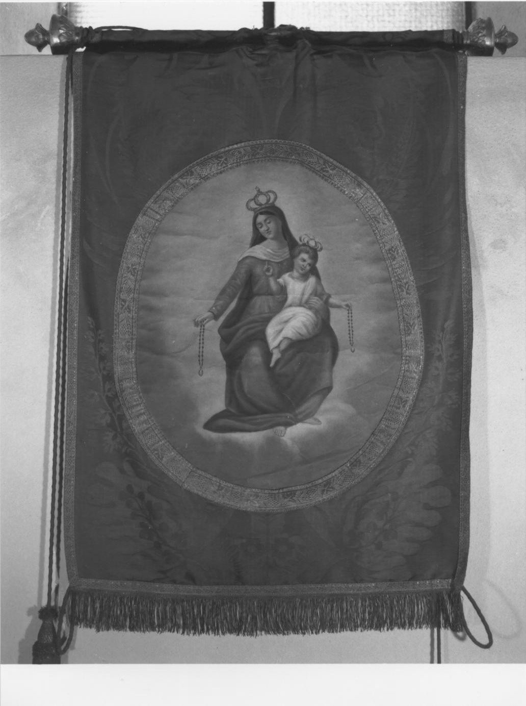 Madonna del Rosario/ Sant'Antonio abate e San Rocco (stendardo processionale, opera isolata) - manifattura italiana (sec. XIX)
