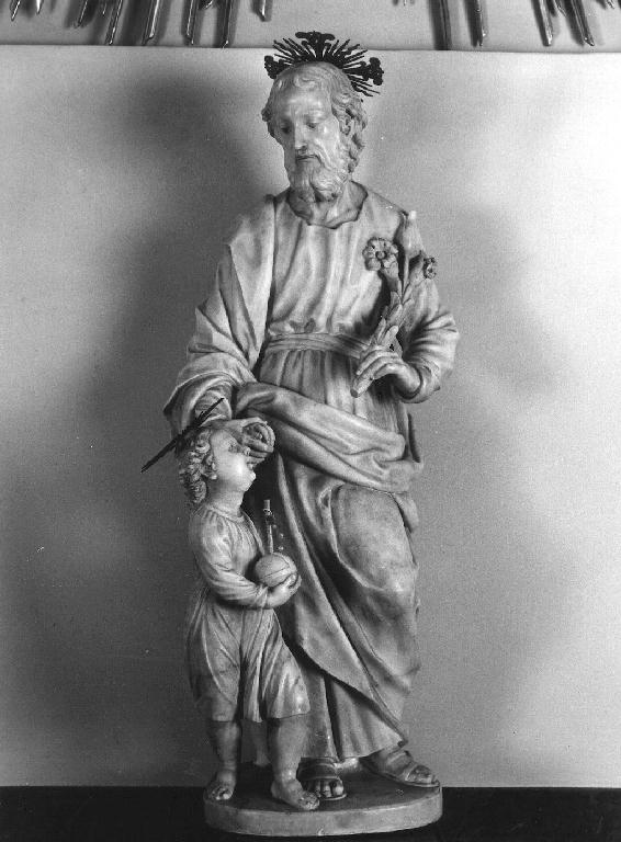 San Giuseppe e Gesù Bambino (scultura, opera isolata) - bottega ligure (metà sec. XVII)