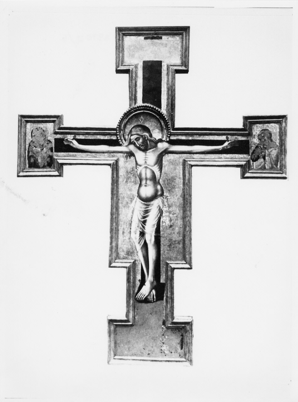 Crocifissione di Cristo con la Madonna e San Giovanni Evangelista/ Pietà/ evangelisti, Crocifisso (croce dipinta, opera isolata) - ambito toscano (sec. XIV)