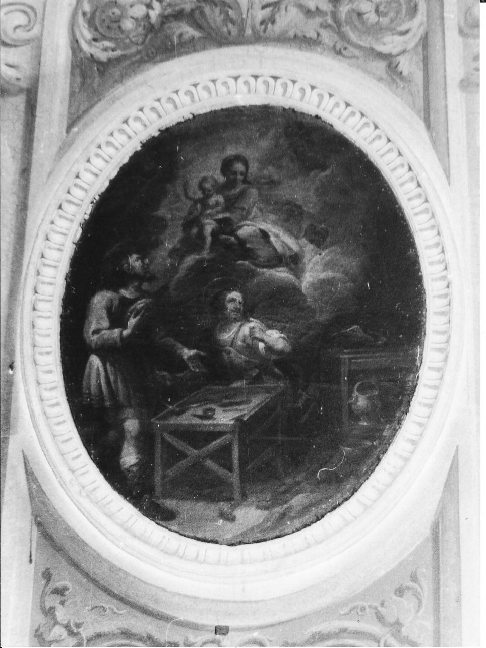 apparizione della Madonna a due santi (dipinto, opera isolata) - ambito ligure (terzo quarto sec. XIX)