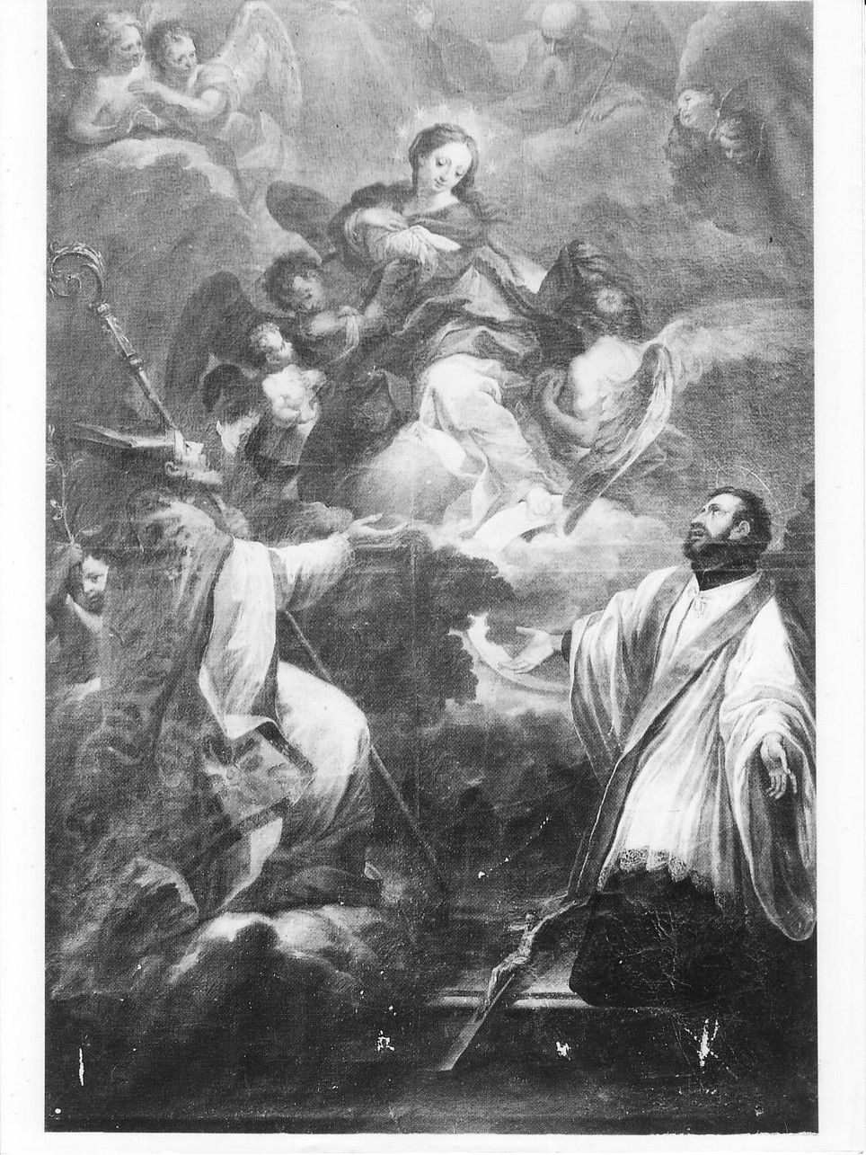 Immacolata Concezione con San Ottaviano e San Francesco Saverio (dipinto, opera isolata) di Brusco Paolo Gerolamo detto Bruschetto (ultimo quarto sec. XVIII)