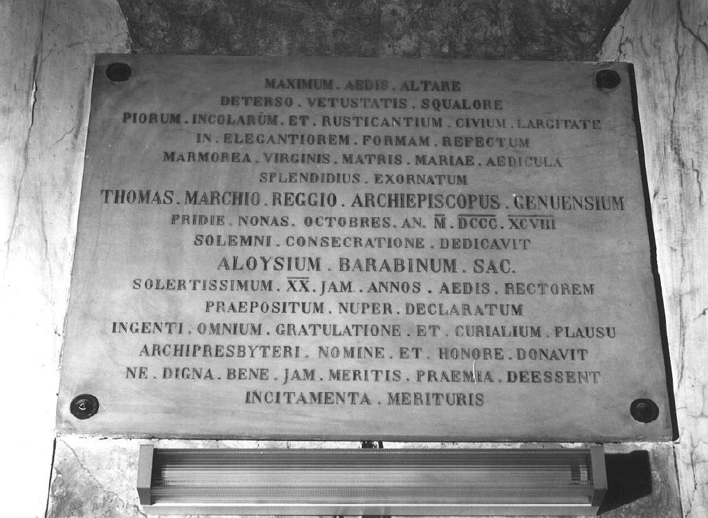 lapide commemorativa, opera isolata - ambito ligure (fine sec. XIX)