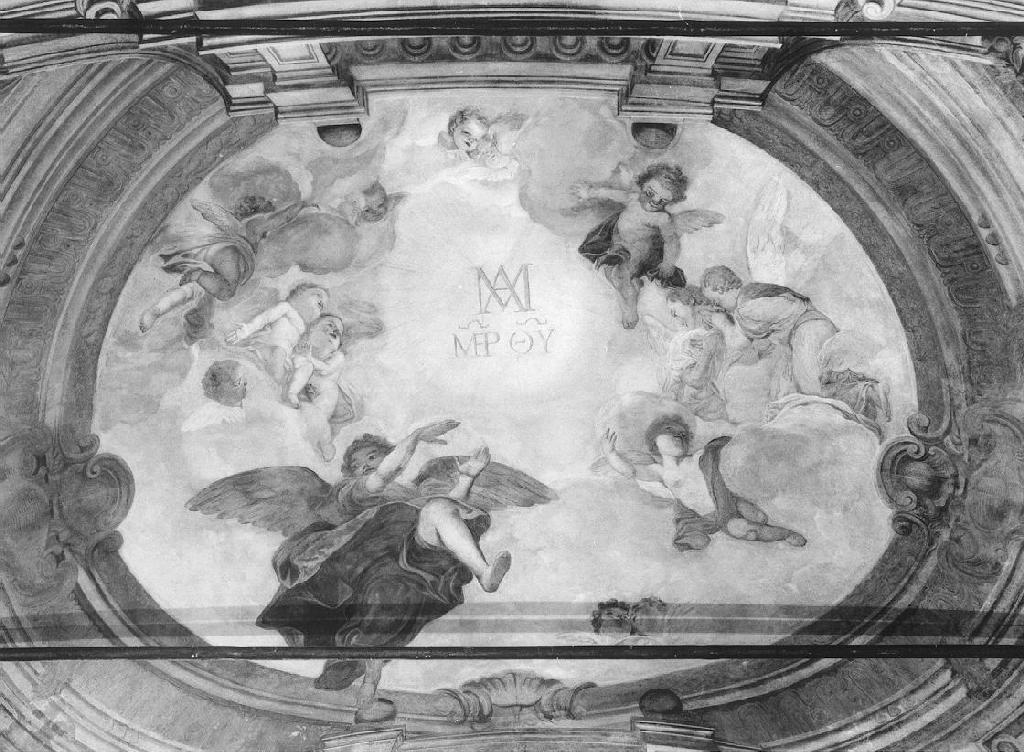 ANGELI ADORANTI IL MONOGRAMMA MARIANO (dipinto, ciclo) di Galeotti Giuseppe (metà sec. XVIII)