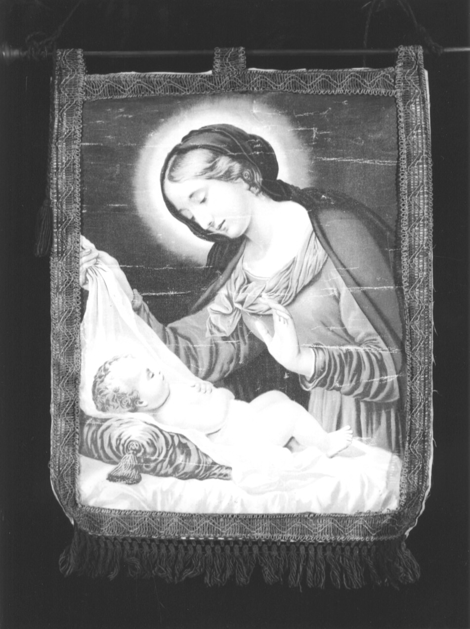 MADONNA CON BAMBINO DORMIENTE (stendardo processionale, opera isolata) - ambito ligure (fine/inizio secc. XIX/ XX)