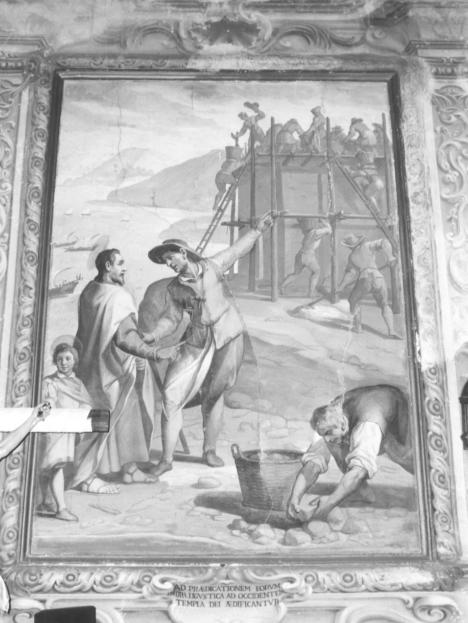 I SANTI NAZARIO E CELSO EDIFICANO CHIESE IN TERRA LIGURE (dipinto, opera isolata) di Tavarone Lazzaro detto Bisaccione (secondo quarto sec. XVII)