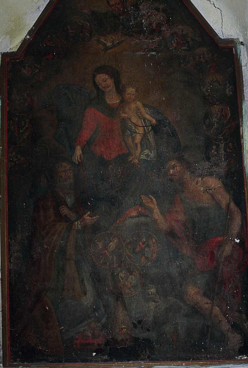 MADONNA DEL ROSARIO (dipinto, opera isolata) - ambito ligure (prima metà sec. XVII)