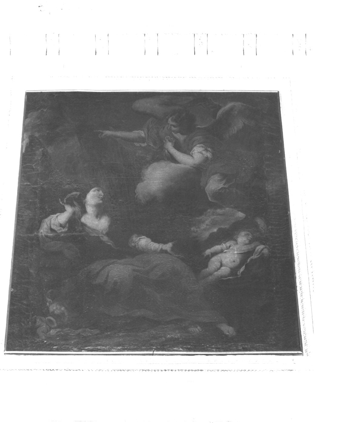 AGAR E ISMAELE NEL DESERTO CONFORTATI DALL'ANGELO (dipinto, opera isolata) - bottega genovese (metà sec. XVII)