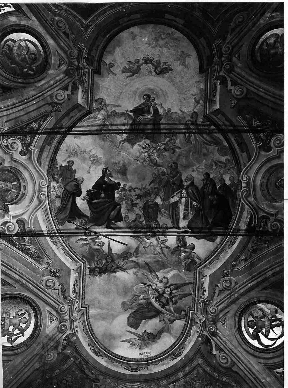 Madonna del Carmelo e santi (dipinto, insieme) di Ghigliotti Giovanni Battista (sec. XX)