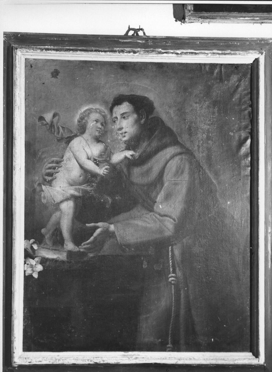 Sant'Antonio da Padova con il bambino (dipinto, opera isolata) - ambito italiano (inizio sec. XVIII)