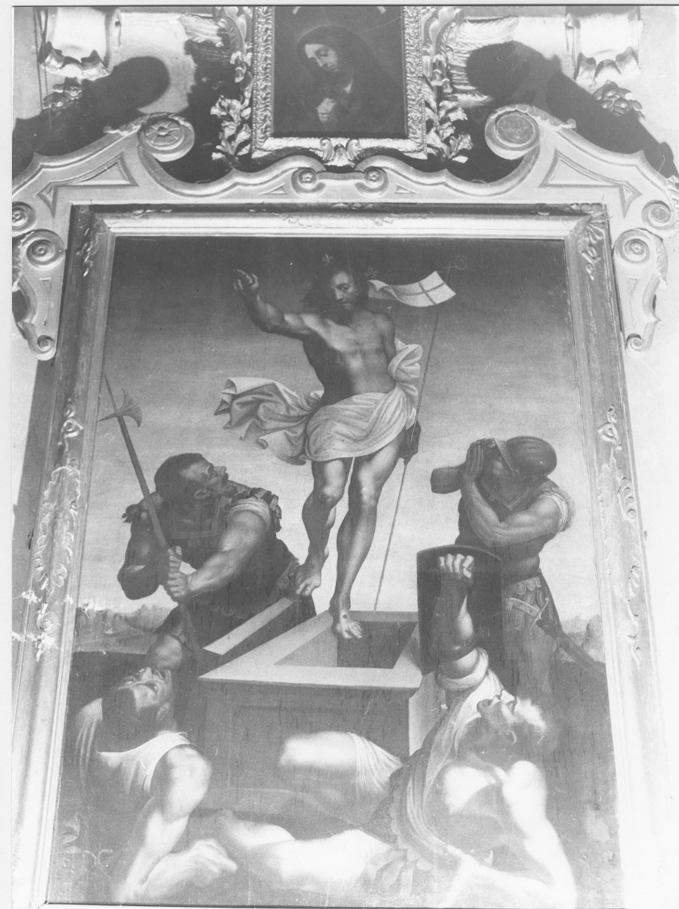 Cristo risorto (dipinto, opera isolata) di Cambiaso Luca detto Luchetto, Cambiaso Giovanni (sec. XVI)