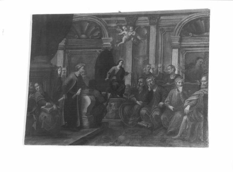 disputa di Gesù con i dottori nel tempio (dipinto) - ambito genovese (metà sec. XVII)