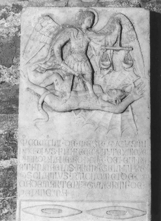 San Michele Arcangelo schiaccia il demonio (rilievo) - bottega genovese (metà sec. XV)