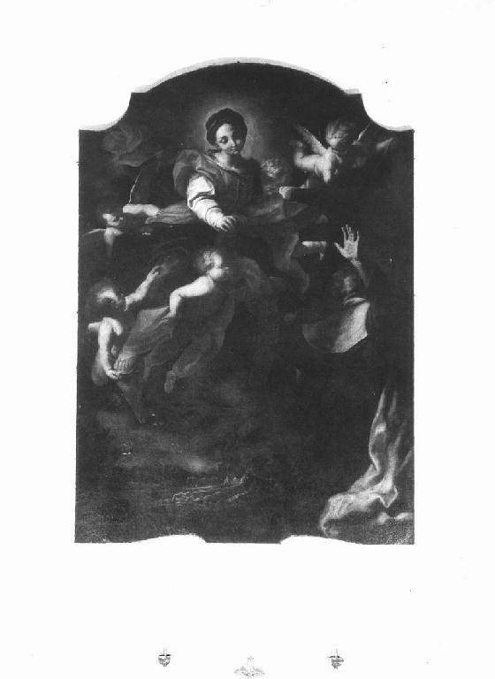 San Simone Stock riceve dalla Madonna lo scapolare (dipinto, opera isolata) di Piola Domenico (attribuito) (terzo quarto sec. XVII)