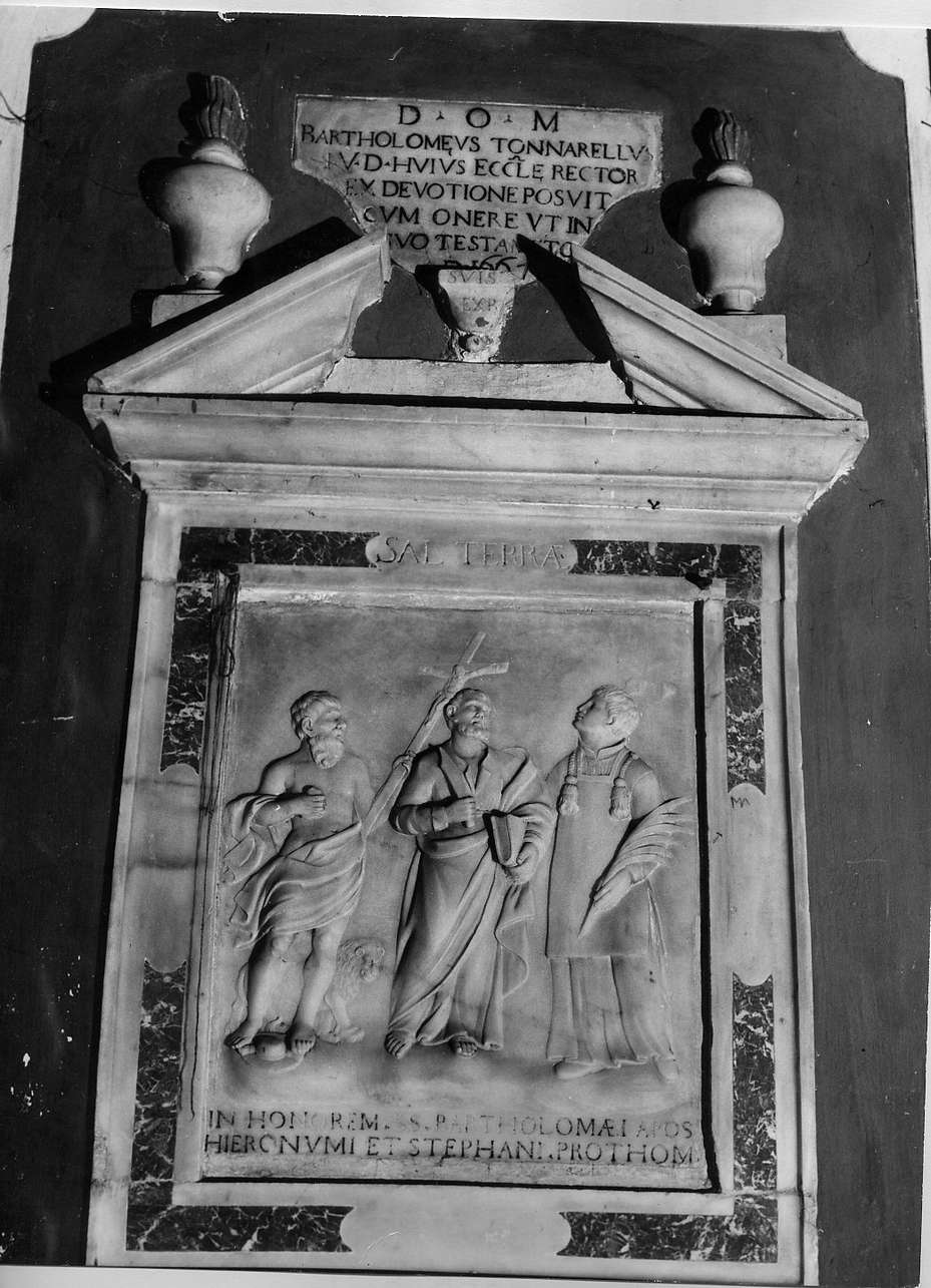 San Girolamo, San Bartolomeo e Santo Stefano (rilievo, opera isolata) - bottega italiana (sec. XVII)