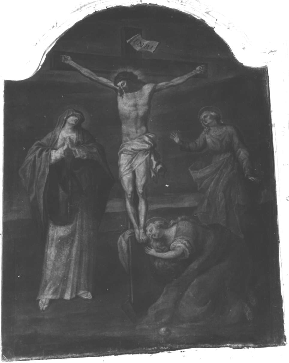 crocifissione di Cristo con la Madonna e Santa Maria Maddalena (dipinto, opera isolata) di Casone Giovanni Battista (sec. XVII)