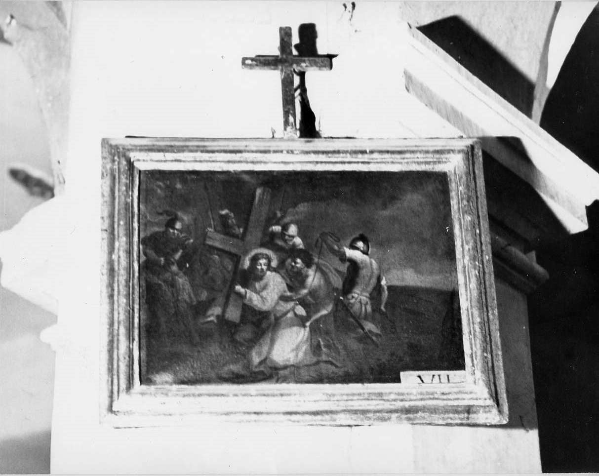 stazione V: Gesù aiutato da Simone il Cireneo a portare la croce (dipinto, elemento d'insieme) - ambito ligure (sec. XVIII)