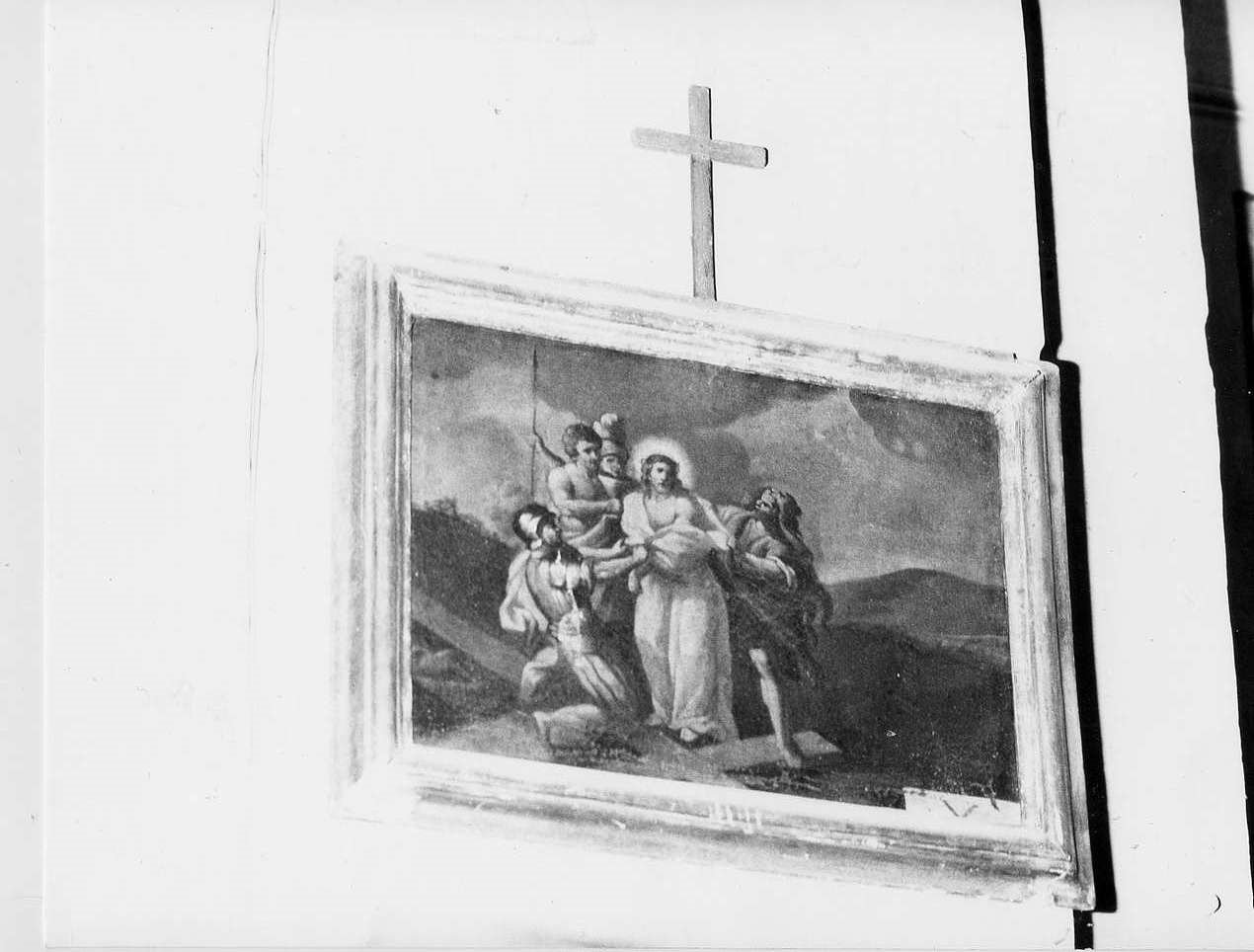 stazione X: Gesù spogliato e abbeverato di fiele (dipinto, elemento d'insieme) - ambito ligure (sec. XVIII)